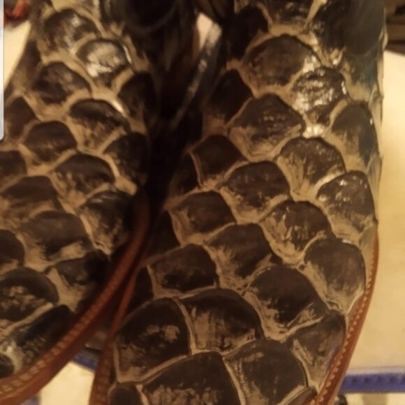 10.5 fish scale square toe boots tanner mark - Picture 2 of 4